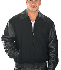 USA Leather 'Classic' Mens Black Leather/Wool Varsity Jacket
