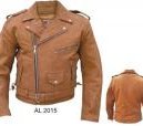 Buffalo Leather Motorcycle Jacket, Brown Basic | Premium Grain w/ Full Zip Liner by Allstate