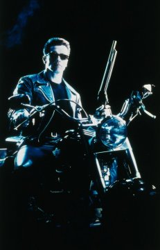 If you ride a motorcycle, you are probably either an outlaw or a Terminator, says Hollywood.