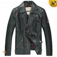 Distressed Leather Motorcycle Jacket Mens