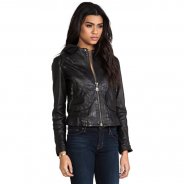 Doma Leather Moto Jacket with Hood