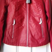 Faux Leather Moto Jackets Red